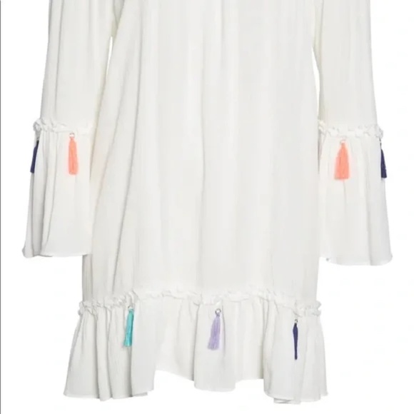 Surf Gypsy White Tassel off Shoulder Cover Up Dress MEDIUM - Picture 15 of 15